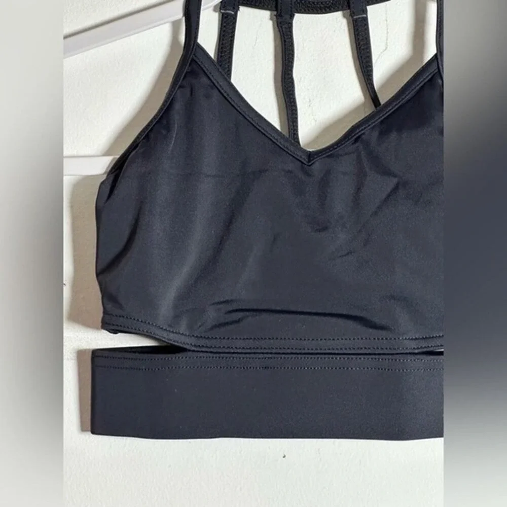 Lumi Collective Black Strappy Cut Out Dance Crop Top YM Youth Medium NWT